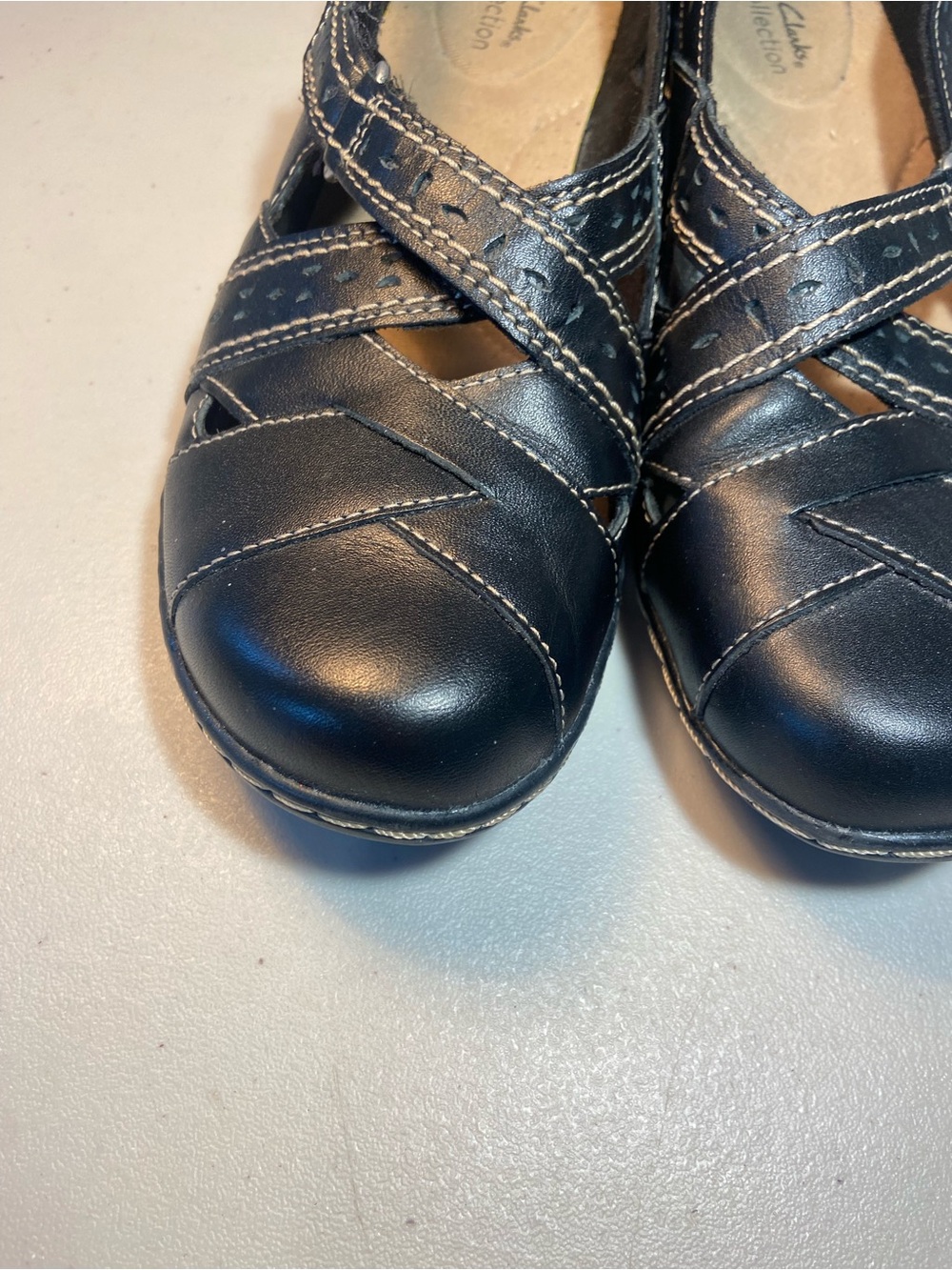 Clark’s Collection Ashland Spin Q Black Leather Shoes SZ 7.5 - Picture 8 of 13